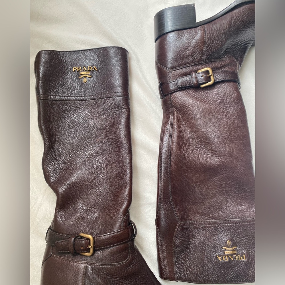 Authentic PRADA Brown Leather Riding Boots - Picture 7 of 14